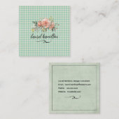 Carré en vichy Carte de visite Pastel (Devant / Derrière)