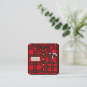 Carré en vichy rouge handyman carte de visite (Debout devant)