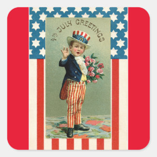 Carré Enfant vintage en tant qu'Oncle Sam Sticker