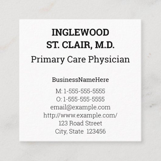 Carré Entreprise, Carte de visite simple (Devant)