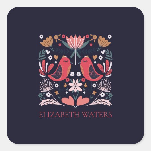 CARRÉ ENVELOPE SEAL STICKER : BOHO BIRDS (Devant)