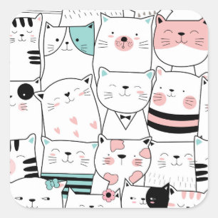 CARRÉ ENVELOPE SEAL STICKER : HEUREUX CHAT