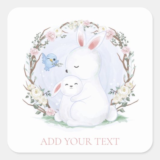 CARRÉ ENVELOPE SEAL STICKER : MÈRE + BÉBÉ BUNNIERS (Devant)
