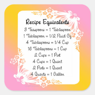 Carré Équivalents de recette Pastel Sticker Floral