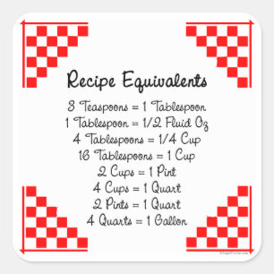 Carré Équivalents de recettes Sticker Conseils de cuisin
