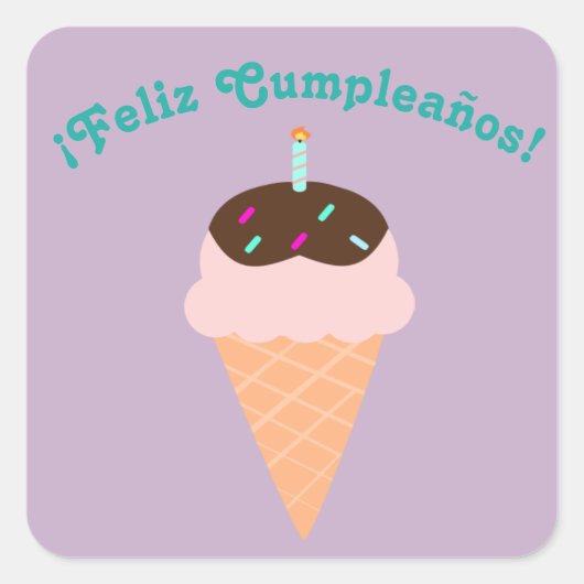 Carré Espagnol "Feliz cumpleaños", joyeux Sticker d'anni (Devant)