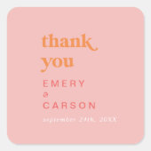 Carré Été rétro | Sticker Privilège Merci orange rose (Devant)