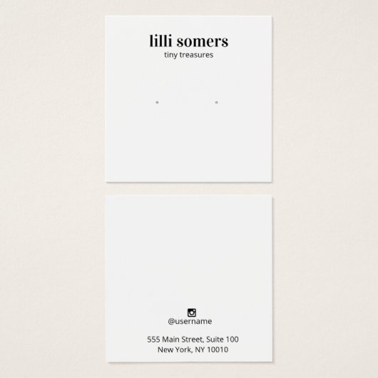 Carré Étui Élevant Bijoux Plain Display Card (Devant & derrière)