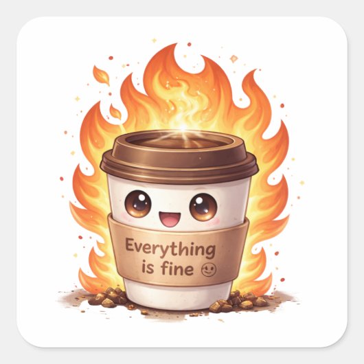 Carré Everything Is Fine Coffee Sticker (Devant)