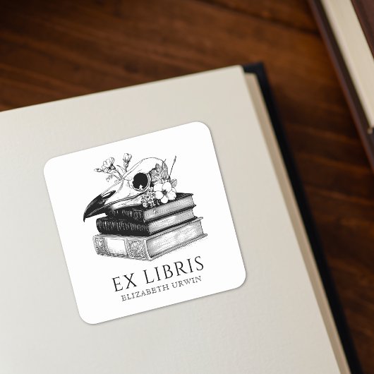 Carré Ex Libris Gothic Custom Bookplate Sticker