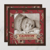 Carré Faire-part bébé Cowboy (Devant / Derrière)