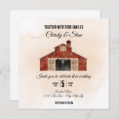 Carré Faire-part de mariage Red Barn (Devant / Derrière)