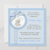 Carré Faire-part de naissance des Pois Empreintes  (Dos)