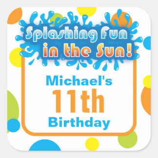 Carré Favor Sticker - Splashing Fun in the Sun