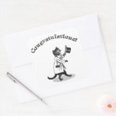 Carré Félicitations Top Hat Chat Sticker (Enveloppe)