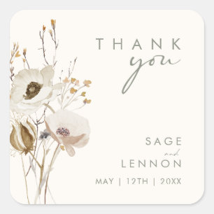 Carré Fleur sauvage lunatique Sticker en Merci ivoire