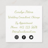 Carré Fleurs d'aquarelle en Carte de visite rose et vert (Dos)