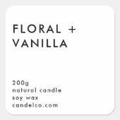Carré Floral Vanilla Custom Candle Label Sticker  (Devant)