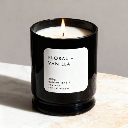 Carré Floral Vanilla Custom Candle Label Sticker 