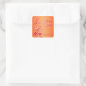 Carré Flore rose et orange avec Sticker à papillons (Sac)