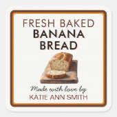 Carré Fresh Baked Banana Bread Square Label Sticker (Devant)
