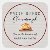 Carré Fresh Baked Sourdough Labels Bakery Sticker (Devant)