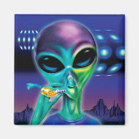 Carré Fridge Magnet Alien m'emmène à votre fête