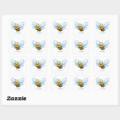 Carré Funny Bee Cartoon With Big Wings Sticker (Feuille)