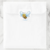 Carré Funny Bee Cartoon With Big Wings Sticker (Sac)