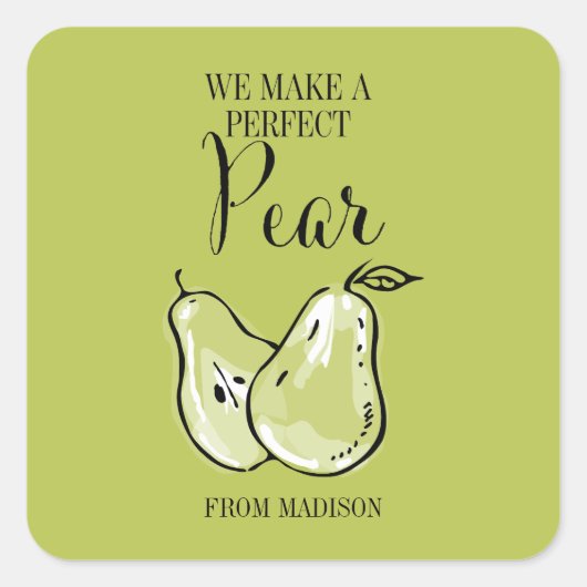 Carré Funny Fruit Pun Perfect Pear Valentine Sticker (Devant)