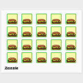 Carré Funny Hamburger Pique-nique Nom Balise Sticker (Feuille)