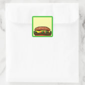 Carré Funny Hamburger Pique-nique Nom Balise Sticker (Sac)