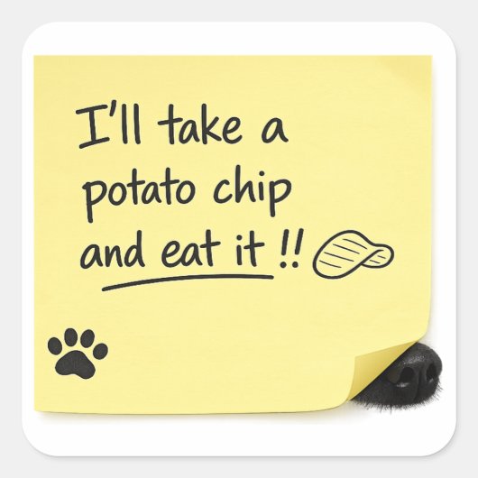 Carré Funny Potato Chip Dog Sticky Note Sticker (Devant)