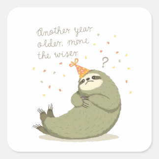 Carré Funny Sloth Birthday Sticker - Sarcastic Vintage