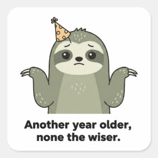 Carré Funny Sloth Birthday Sticker - Sarcastic Vintage