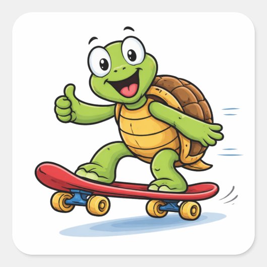 Carré Funny Turtle Skateboard Cartoon Art Sticker (Devant)