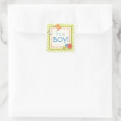 Carré Garçons, boutons et ours Bébé Sticker (Sac)