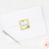 Carré Garçons, boutons et ours Bébé Sticker (Enveloppe)