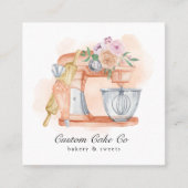 Carré Gâteau de mélange d'aquarelle + Carte de visite de (Devant)