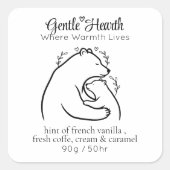 Carré Gentle Bear Hug Custom Candle Label Sticker (Devant)