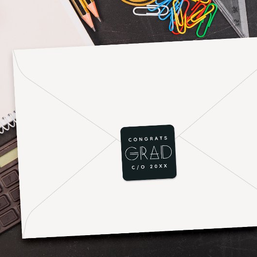 Carré Geo Grad Modern Typography Graduation Sticker