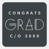 Carré Geo Grad Modern Typography Graduation Sticker (Devant)