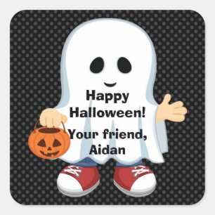Carré Ghost Boy Sticker pour l'Halloween pour enfants