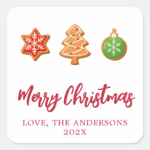 Carré Gingerbread cookies Joyeux sticker de Noël