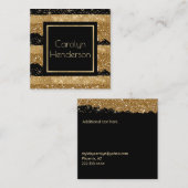 Carré Glam moderne Carte de visite noir et or (Devant / Derrière)