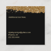 Carré Glam moderne Carte de visite noir et or (Dos)