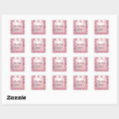 Carré Glitter Frame Pink Bow Thank You Sticker (Feuille)