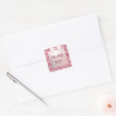 Carré Glitter Frame Pink Bow Thank You Sticker (Enveloppe)