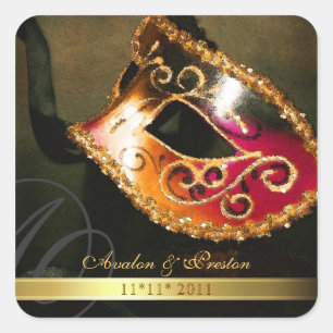 Carré Gold Masquerade Swirl Enregistrer le sticker de da