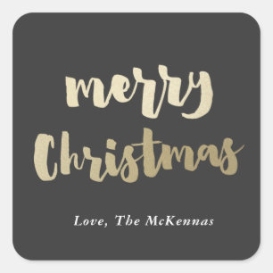 Carré Gold Merry Christmas sticker faux foil